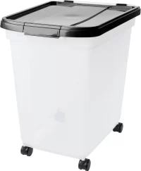 Frisco WeatherPro Airtight Pet Food Storage Container, For Dog Cat Bird and Other Pet Food Storage Bin 50 lbs / 65 qt, Black