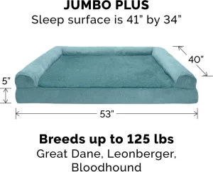 FurHaven Plush & Suede Full Support Orthopedic Sofa Dog & Cat Bed, Deep Pool, Jumbo Plus