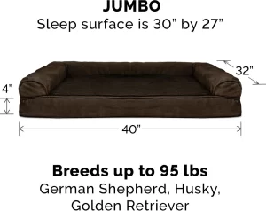 FurHaven Plush & Suede Full Support Orthopedic Sofa Dog & Cat Bed, Espresso, Jumbo