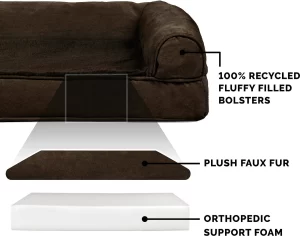 FurHaven Plush & Suede Full Support Orthopedic Sofa Dog & Cat Bed, Espresso, Large
