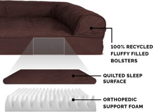 FurHaven Quilted Orthopedic Sofa Cat & Dog Bed w Removable Cover, Coffee, Medium.