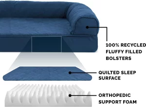 FurHaven Quilted Orthopedic Sofa Cat & Dog Bed w/ Removable Cover, Navy, Medium