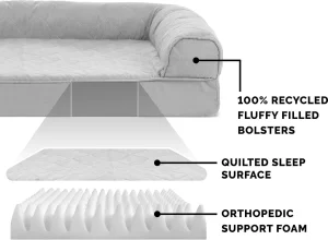 FurHaven Quilted Orthopedic Sofa Cat & Dog Bed w/ Removable Cover, Silver Gray, Medium