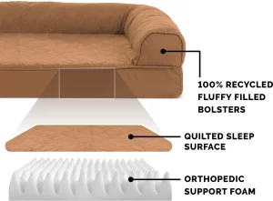 FurHaven Quilted Orthopedic Sofa Cat & Dog Bed w/ Removable Cover, Warm Brown, Medium