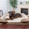 FurHaven Velvet Waves Perfect Comfort Orthopedic Sofa Cat & Dog Bed, Brownstone, Jumbo Plus