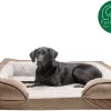 FurHaven Velvet Waves Perfect Comfort Orthopedic Sofa Cat & Dog Bed, Brownstone, Jumbo