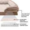 FurHaven Velvet Waves Perfect Comfort Orthopedic Sofa Cat & Dog Bed, Brownstone, Jumbo