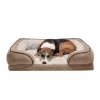 FurHaven Velvet Waves Perfect Comfort Orthopedic Sofa Cat & Dog Bed, Brownstone, Large