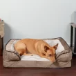 FurHaven Velvet Waves Perfect Comfort Orthopedic Sofa Cat & Dog Bed, Brownstone, Medium