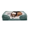 FurHaven Velvet Waves Perfect Comfort Orthopedic Sofa Cat & Dog Bed, Celadon Green, Large