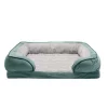 FurHaven Velvet Waves Perfect Comfort Orthopedic Sofa Cat & Dog Bed, Celadon Green, Large