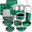 GRANITESTONE Emerald Green 20-Piece Aluminum Ultra-Durable Triple Layer Non-Stick Cookware and Bakeware Set