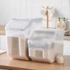 HANAMYA BPA Free Pet Food Storage Container & Measuring Cup 15lbs, White