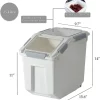 HANAMYA Pet Food Storage Container with Measuring Cup 15lbs, White & Gray
