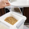 HANAMYA Pet Food Storage Container with Measuring Cup 15lbs, White & Gray