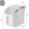 HANAMYA Pet Food Storage Container with Measuring Cup 27lbs, White & Gray