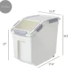 HANAMYA Pet Food Storage Container with Measuring Cup 33lbs, White & Gray