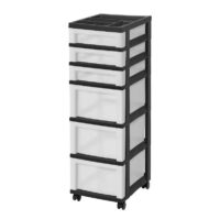 IRIS Black 6-Drawer Storage Cart With Organizer Top
