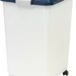 IRIS USA WeatherPro Airtight Dog, Cat, Bird & Other Pet Food Storage Bin Container with Attachable Casters, Navy & Pearl