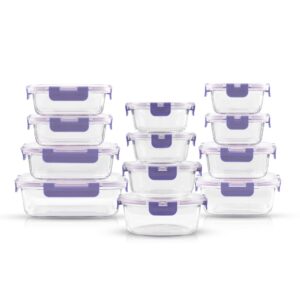 Joyful by JoyJolt 24-Piece Purple Glass Storage Container Set with Leakproof Lids