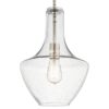 Kichler 42141NICS Everly Brushed Nickel Modern/Contemporary Seeded Glass Teardrop Pendant Light