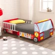 KidKraft Fire Truck Wooden Toddler Bed with Guard Rails, Children's Furniture - Red, Gift for Ages 15 mo+