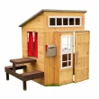 KidKraft Modern Outdoor Wooden Playhouse with Picnic Table, Mailbox and Outdoor Grill, Gift for Ages 3+