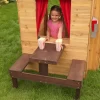 KidKraft Modern Outdoor Wooden Playhouse with Picnic Table, Mailbox and Outdoor Grill, Gift for Ages 3+