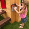 KidKraft Modern Outdoor Wooden Playhouse with Picnic Table, Mailbox and Outdoor Grill, Gift for Ages 3+