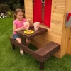 KidKraft Modern Outdoor Wooden Playhouse with Picnic Table, Mailbox and Outdoor Grill, Gift for Ages 3+