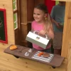 KidKraft Modern Outdoor Wooden Playhouse with Picnic Table, Mailbox and Outdoor Grill, Gift for Ages 3+