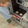 KidKraft Uptown Elite Espresso Play Kitchen with EZ Kraft Assembly™, Lights and Sounds, Working Ice Maker and Click and Turn Knobs, Gift for Ages 3+