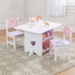 KidKraft Wooden Heart Table & Chair Set with 4 Storage Bins, Children's Furniture – Pink, Purple & White, Gift for Ages 3-8