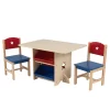 KidKraft Wooden Star Table & Chair Set with 4 Storage Bins, Children's Furniture – Red, Blue & Natural, Gift for Ages 3-8