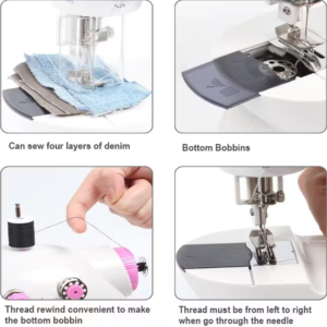 NEX Cute Pink Dual Speed Full-Range Sewing Machine with Bobbins & Sewing Thread