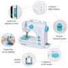 NEX NX-BSM505B Mechanical Portable Sewing Machine with Two Speed Control, Double Thread, 12 Pre-Set Stitches