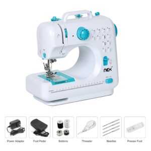 NEX NX-BSM505B Mechanical Portable Sewing Machine with Two Speed Control, Double Thread, 12 Pre-Set Stitches