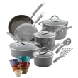 Rachael Ray Cucina Nonstick Cookware and Prep Bowl Set, 12-Piece - Gray