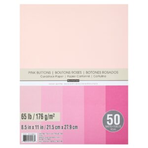 Recollections 12 Packs: 50 ct. (600 total) Pink Buttons 8.5" x 11" Cardstock Paper