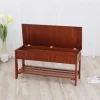Roundhill Furniture Quality Solid Wood Shoe Bench with Storage, Cherry