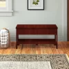 Roundhill Furniture Quality Solid Wood Shoe Bench with Storage, Cherry
