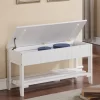 Roundhill Furniture Quality Solid Wood Shoe Bench with Storage, White