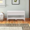 Roundhill Furniture Quality Solid Wood Shoe Bench with Storage, White
