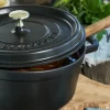 STAUB Cast Iron Round Cocotte, 5.5-quart, Black Matte, Made in France