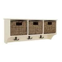 Safavieh Home Collection Finley White Hanging 3 Basket Wall Coat Rack, White