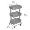 Simply Tidy Lexington 3-Tier Rolling Cart, Gray