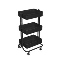Simply Tidy Lexington 3-Tier Rolling Cart, Matte Black