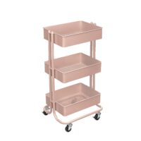 Simply Tidy Lexington 3-Tier Rolling Cart, Rose Gold