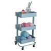 Simply Tidy Lexington 3-Tier Rolling Cart, Dusty Blue Simply Tidy Lexington 3-Tier Rolling Cart