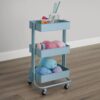 Simply Tidy Lexington 3-Tier Rolling Cart, Dusty Blue Simply Tidy Lexington 3-Tier Rolling Cart